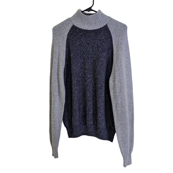 Mario Valentino Italy Wool Cashmere Sweater Mens US XL Gray Mock Neck Designer - Picture 1 of 5